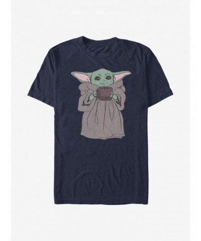 Star Wars The Mandalorian The Child Tea Drinker T-Shirt $11.95 T-Shirts