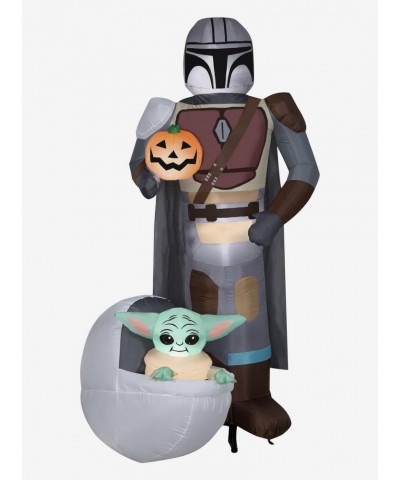Star Wars The Mandalorian And The Child With Pumpkin Scene Airblown $71.36 Merchandises