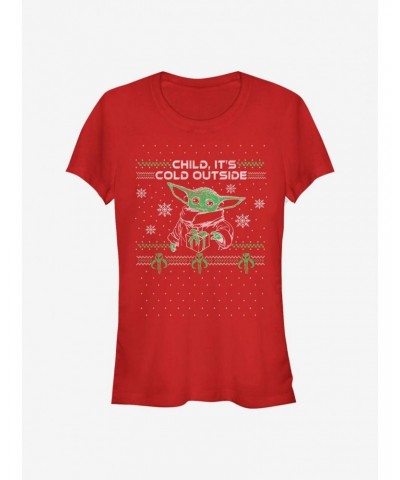 Star Wars The Mandalorian The Child Cold Outside Girls T-Shirt $8.96 T-Shirts