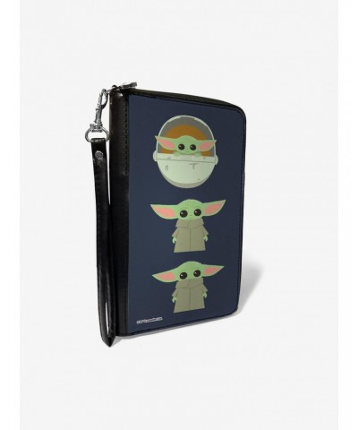 Star Wars The Child 3 Chibi Poses Gray Zip Around Rectangle Wallet $10.82 Wallets