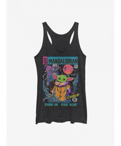 Star Wars The Mandalorian The Child Neon Poster Girls Tank Top $6.84 Tops